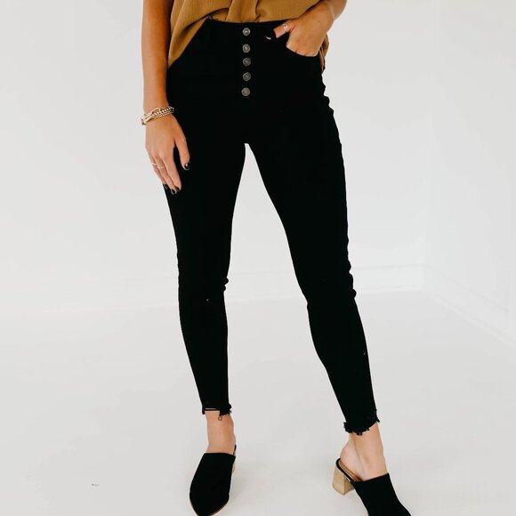 KanCan East Hartford High Rise Button Fly Skinny Jeans Black Size 2XL NWT - Picture 1 of 10